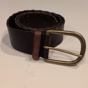 Gap Jeans Women's Brown Genuine Leather Woven Belt Size S Boho Statement Belt